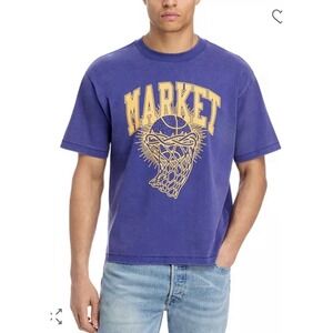MARKETBall Is Sacred Graphic Logo Tee Basketball Size‎ XL  Distressed Blue